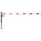 Swing barrier | with pull rope reinforcement | for casting in concrete, hot-dip galvanized and white coated with red reflecting stripes | Barrier arm length: 3500 mm | with Euro profile cylinder lock